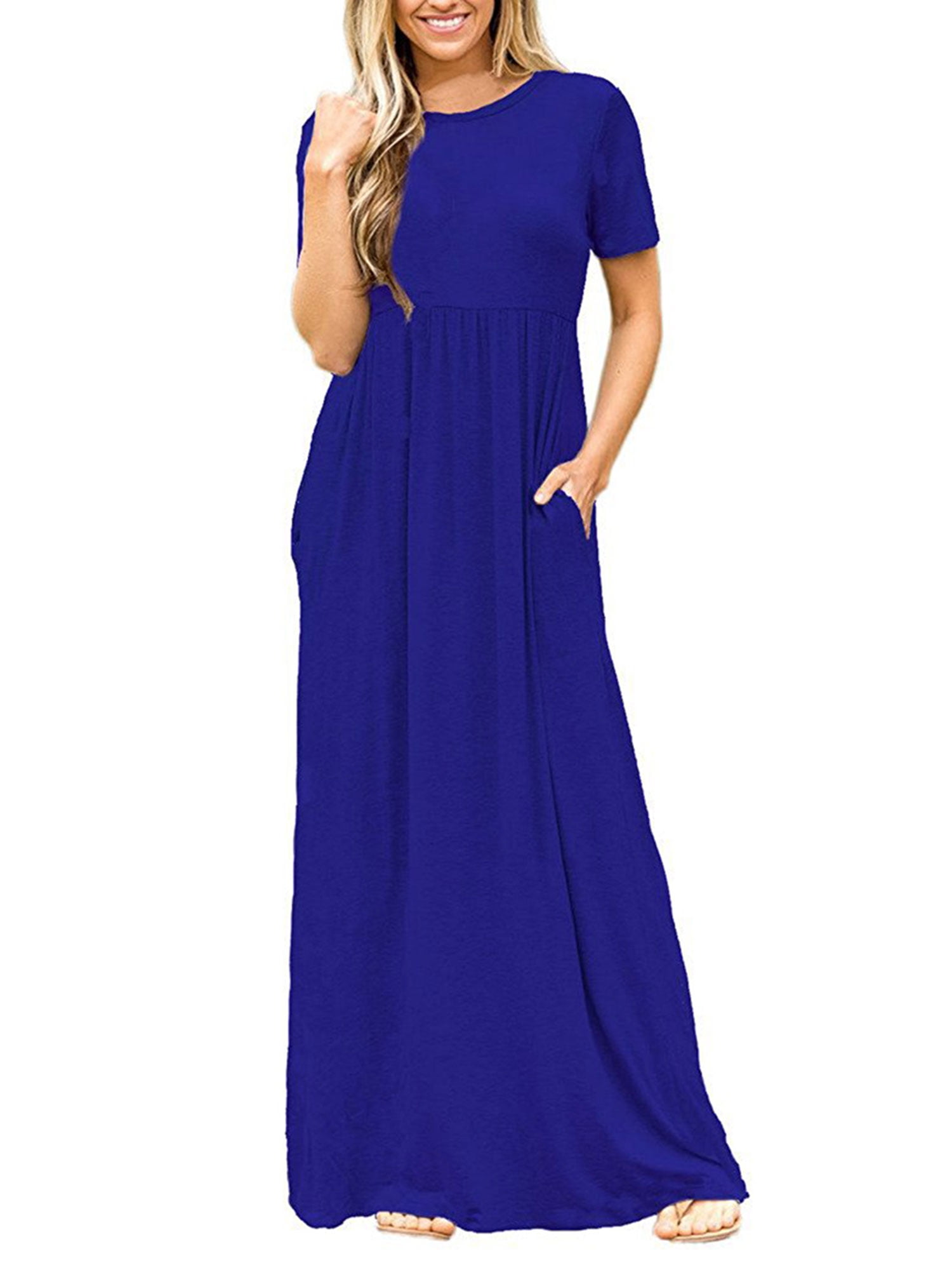 Women Long Maxi Dress Casual Plus Size Fashion Dresses Baggy Navy Blue -  Walmart.com